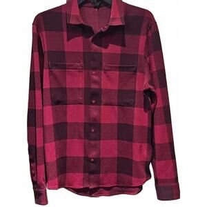 Lululemon Flannel Men's Soft Knit Overshirt Check Plaid Pomegranate Red Size S